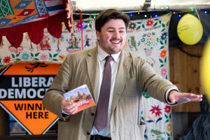 Dudley Lib Dem leader Cllr Ryan Priest at his party's 2026 manifesto launch. Picture Dudley Lib Dems/Gavin Dickson free for LDRS use