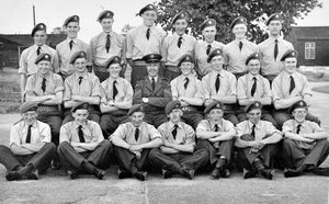 RAF Bridgnorth recruits in July 1956. This picture was shared by Norman Powell, who was one of the recruits. This is his Flight, and he is sixth from left, front row. 