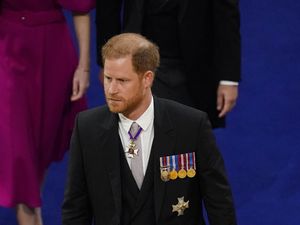 Supporting image for story: Duke of Sussex seated in third row for coronation of his father the King