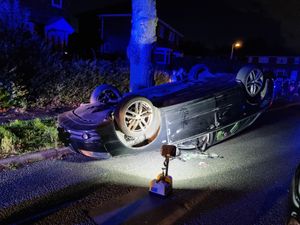 Supporting image for story: Pictured: Alleged drink driver somehow escapes injury after flipping car in Dudley