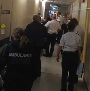Emergency staff in the corridor