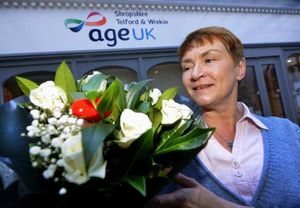 Flowers for Age UK volunteer Lesley Oliver, 53, from Shrewsbury