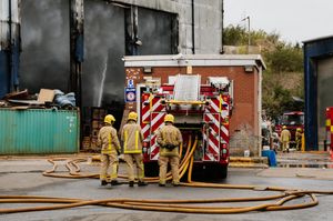 The morning after the fire at former Pink Skips Depot in Ketley, Telford - Greenway Waste Recycling site