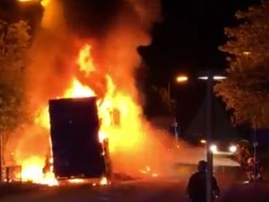 Supporting image for story: HGV destroyed in Stafford blaze