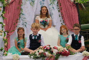 Carnival Princess Demi-Jade Clements and her attendants are Harry James, eight, Bluebell Price, seven, Elin Jones, seven and Finlay Ingram, seven and they all looked beautiful. Image by Andy Compton