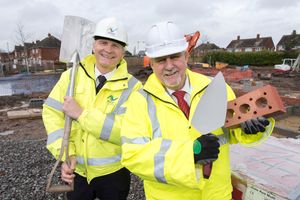 Councillor Peter Bilson, right, pictured with Clive Jessup, who is the Chief Executive Jessup, at a city building project
