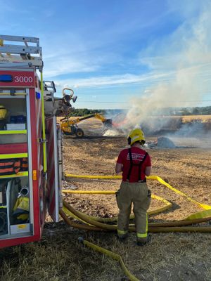 Fire crews at the Baschurch field fire