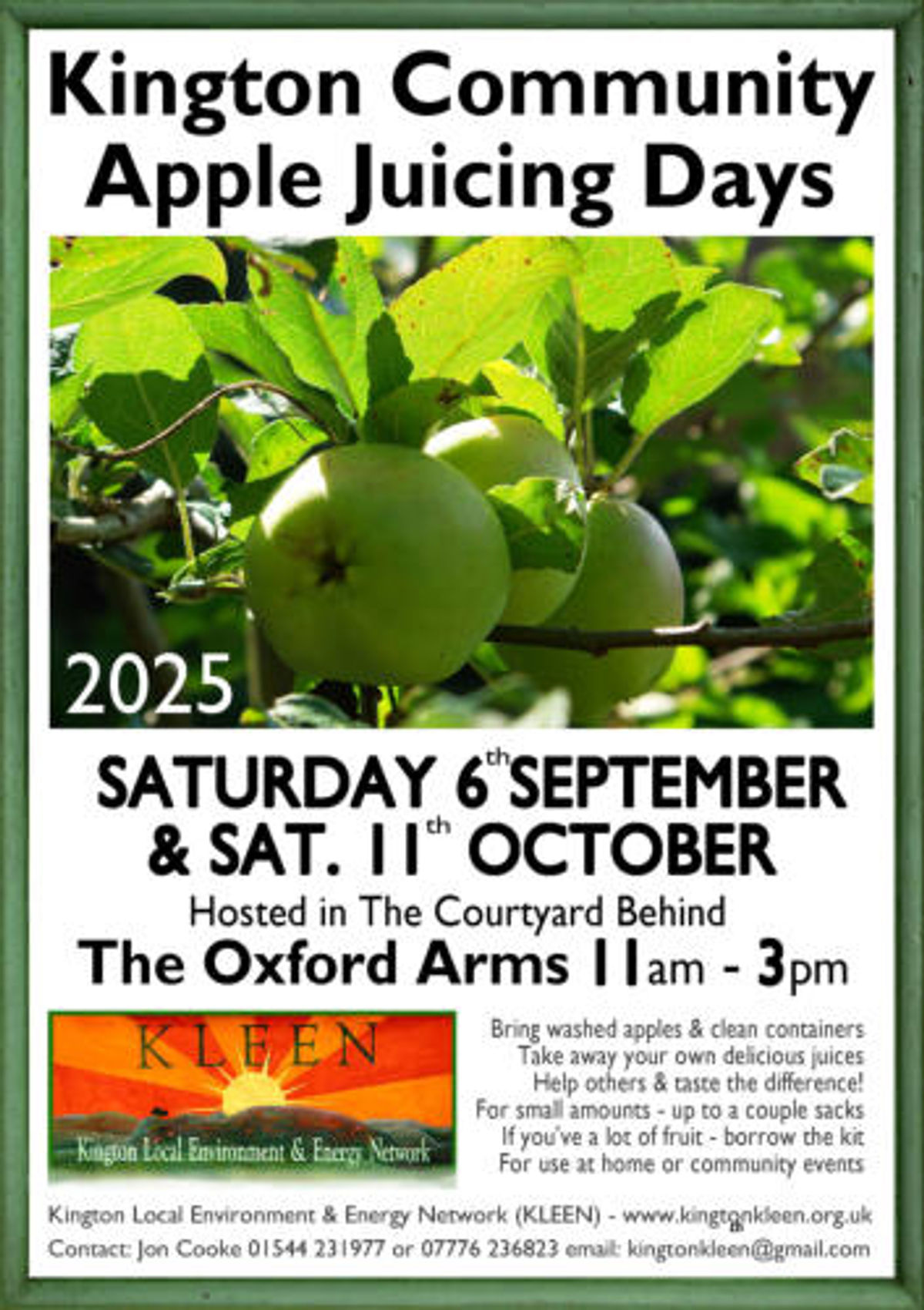 Get your apples ready - there will be two public juice pressing events in Kington