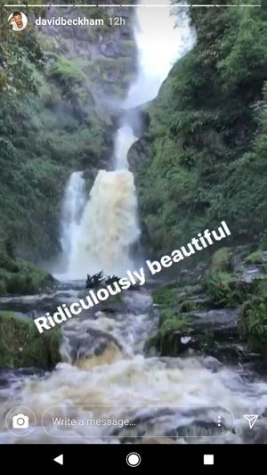 David Beckham posted images on Instagram  of his visit to the Pistyll Rhaeadr
