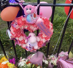 Tributes left at the scene in Turnstone Road