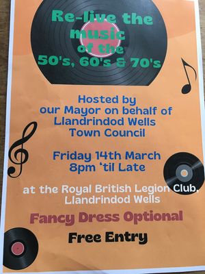 Re-live the music of the 50’s, 60’s and 70’s at a Llandrindod Wells venue's music night