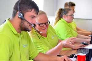 Shelley Prince from Lanesfield, Wolverhampton, (centre) at the Go Carz call centre in Shrewsbury