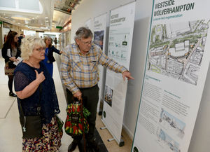 Consultation on the planned new Westside Wolverhampton development, which has been held in the Mander Shopping Centre. Taking a look Denise Taylor and Alan Taylor.