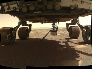 Supporting image for story: Nasa’s Perseverance rover begins deploying Ingenuity helicopter on Mars