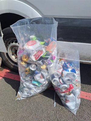 141 empty cans of larger and cider were found inside the van. Picture: West Mercia Police. 