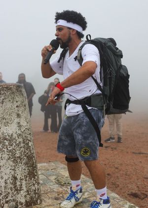 Telford rapper Trademark Blue at the top of the Wrekin. Picture: Krisography