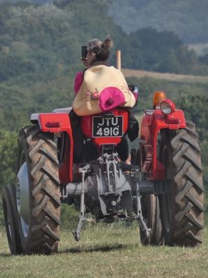 Mary Perry on her tractor