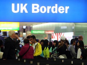 General view of passengers going through UK Border at Terminal 2 of Heathrow Airport