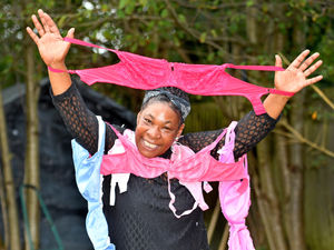 Supporting image for story: Bra collector and fundraiser asks for party guests to look pretty in pink at birthday bash