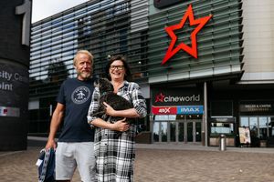 Anthony Delaney-Shaw and wife Sarah Delaney-Shaw with Bear from Stirchley in Telford.