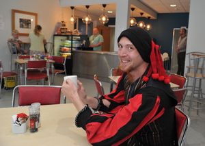  Cinema goer Loco Leo in his Jester outfit.