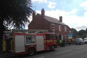 Fire crews at Park Lane West in Tipton, where a power cable exploded