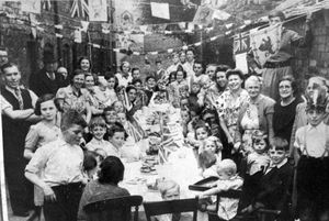 Celebrations in Rope Walk, off Beatrice Street, Oswestry