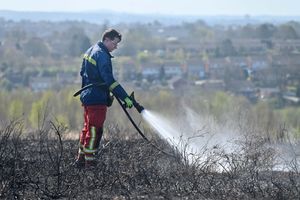 Fire crews at the scene on Saturday morning