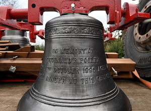 One bell is dedicated to the memory of a past bell ringer.