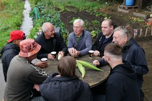 John, Steve and Robert shared a chat and a cuppa with Head 4 Health participants John, Jamie and Euston.