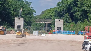 Moseley Village Station site with two lift shafts installed. PIC: West Midlands Combined Authority