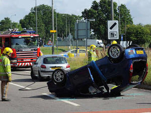 Supporting image for story: Driver hurt as car flips over