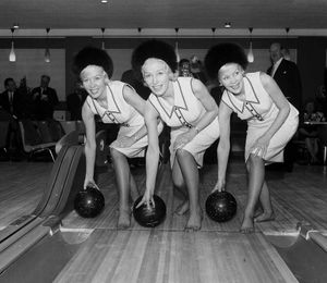 Babs, Joy and Teddie at the Savoy Bowl in Blackpool, 1963
