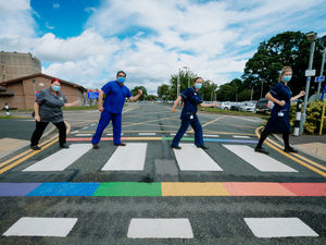 Supporting image for story: Diversity message as rainbow pedestrian crossings unveiled at Shrewsbury and Telford hospitals