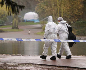 Forensic officers in West Park, where the schoolgirl was murdered