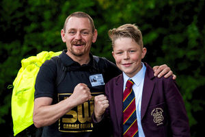 Lenny Worthing and his son Archie, 13