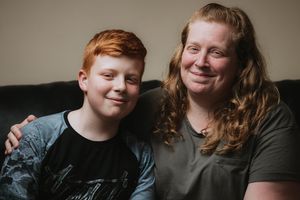 Luke Hickman with his mum Zoe Corbett