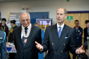 The Duke holds court as he talks to students and staff at Wolverhampton College