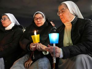 A rosary prayer for the health of Pope Francis in St Peter’s Square