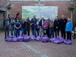 Supporting image for story: Community spirit in abundance as volunteers cleaned Kington's streets for festival visitors