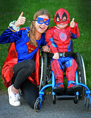 Daisy McGrath, aged 14 with Ted aged 4