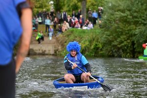 This racer had a hair-raising experience in the coracle racing event