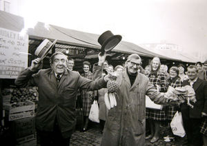 Dudley market trader Joseph Brookes was celebrating his retirement with brother James 50 years ago