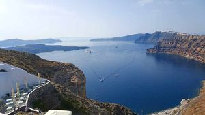 The view from Venetsanos Winery in Santorini