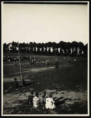 French children watch one of the games during a lull in hostilities