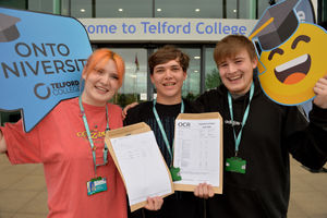 Maddie Bethwaite, Benjamin Willetts and Jack Hodnett at Telford College
