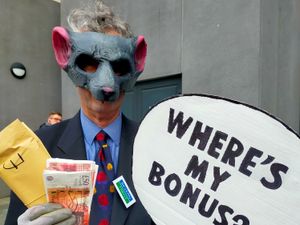 Supporting image for story: Protestors dressed as sewer rats rage at River Severn pollution at water company's HQ
