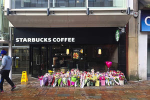 More and more flowers, gifts and messages have been laid outside Starbucks in Wolverhampton after the tragic death