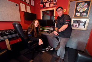 Singing sensation Macy O and her mum Naomi who have been evicted from their home in Highley. Macy is determined to continue her plans despite having to live in a caravan. Macy is pictured in the studio she has built with Naomi's partner Antony Shorter.