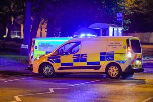 Collision investigation teams were at the scene last night. Picture: @SnapperSK